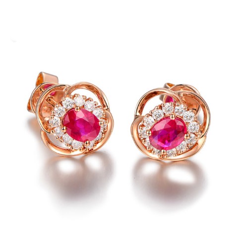 Burma 1.05 carat natural ruby Stud Earrings
