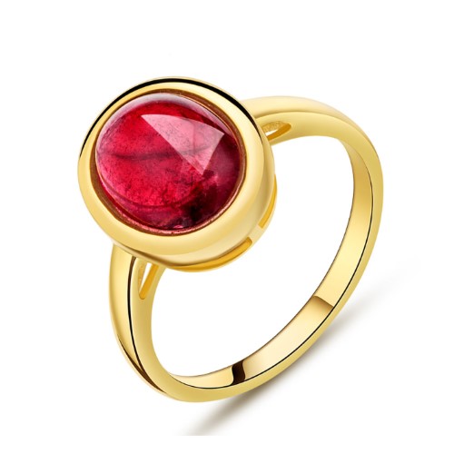 Brazil gold natural red tourmaline ring